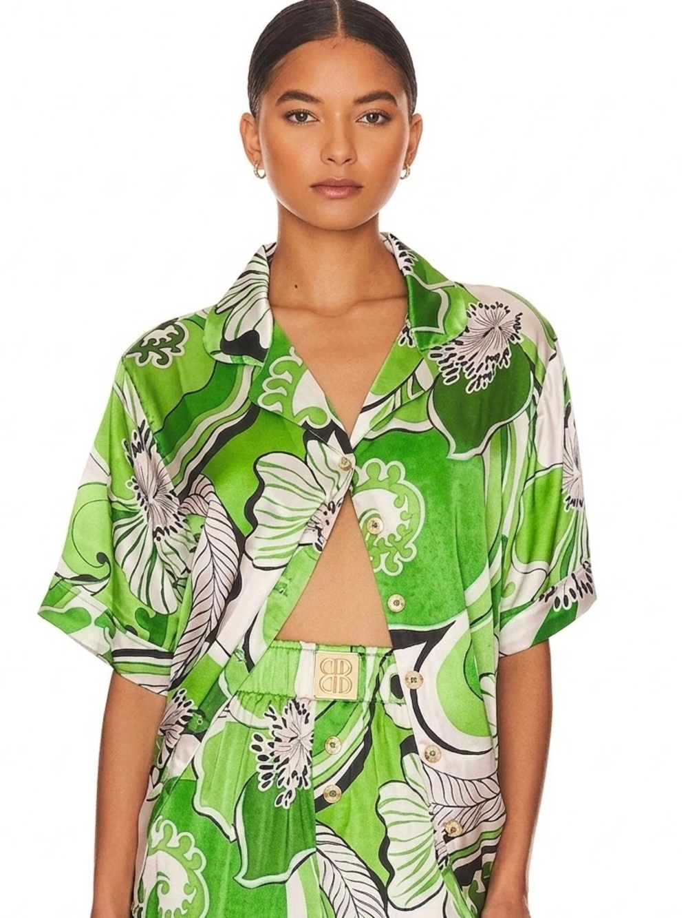 Cin Cin “Troppo” Bowling Shirt in Fern Short-Sleeve Button-Up Shirt